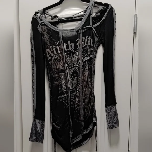 Salvage Black Hoodie with Silver Graphics - Picture 1 of 6